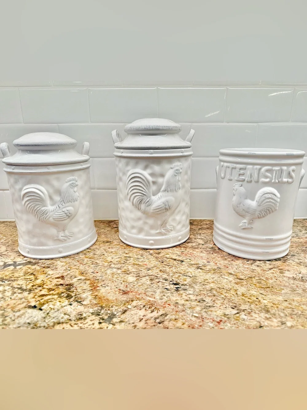 Vintage Farmhouse Rooster Canister Set